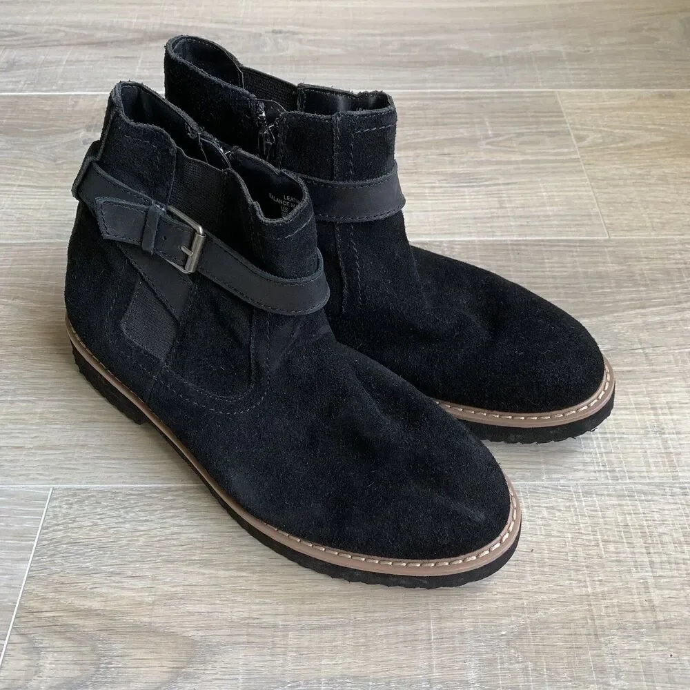 Bongo Kinsley Black Suede Zip Up Booties Sz 9 Boots Buckle